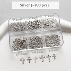 Cross Charm - 6-Grid Metallic Alloy Nail Accessories Easy-to-Apply for Creative Eye-Catching Manicures