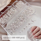 Starburst Charm - 6-Grid Metallic Alloy Star Nail 3D Art Accessories Easy-to-Apply for Beginner Professional Creative Eye-Catching Manicures