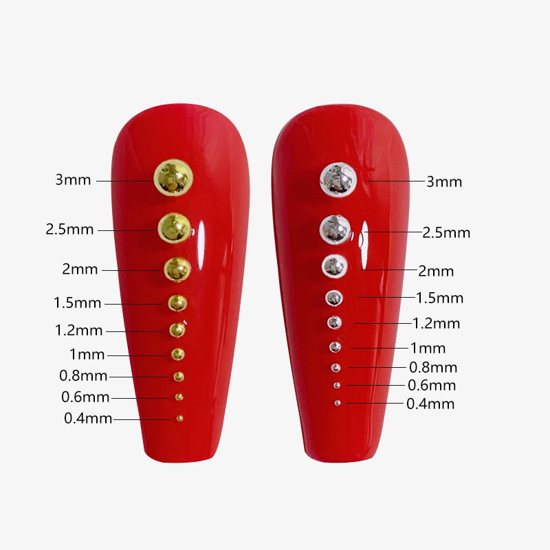 Metal Caviar Bead - 6-Grid 0.5 0.8 1.0mm Mini Small Nail Beads Metallic Alloy Nail 3D Art Accessories Charms and Gems Ball Gold Rhinestones Easy-to-Apply for Beginner Professional Creative Eye-Catching Manicures