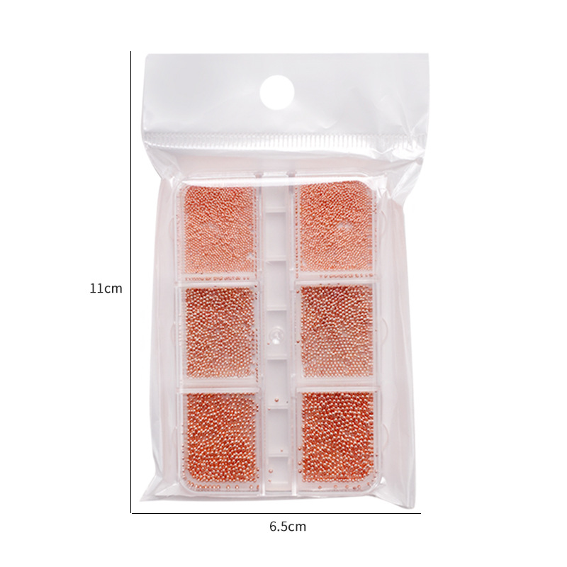 Metal Caviar Bead - 6-Grid 0.5 0.8 1.0mm Mini Small Nail Beads Metallic Alloy Nail 3D Art Accessories Charms and Gems Ball Gold Rhinestones Easy-to-Apply for Beginner Professional Creative Eye-Catching Manicures