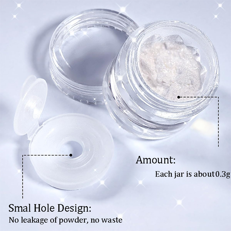 White Pearl Chrome Powder - Aurora Mermaid Chrome Nail Powder Magic Clear Pearlescent Mirror Effect Holographic Nail Glitter White Shimmer Glitter Pigment Dust for Nails Art Design