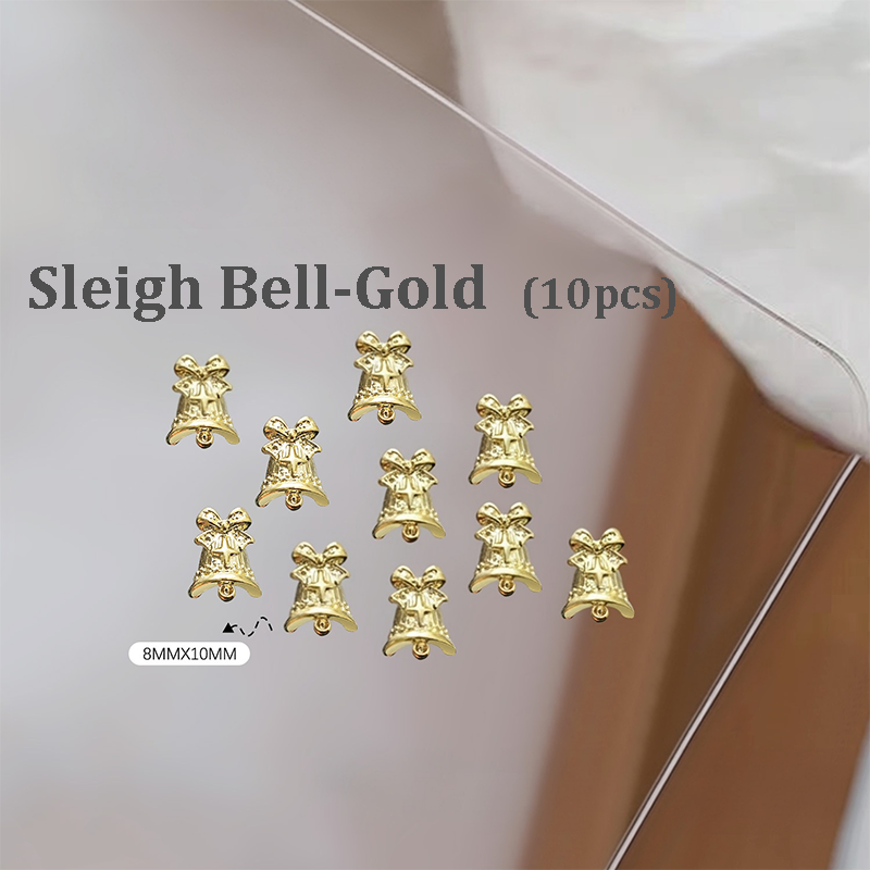 Christmas Charm - 10pcs Metallic Alloy Tree Box Mittens Nail 3D Art Accessories Easy-to-Apply for Beginner Professional Creative Eye-Catching Manicures