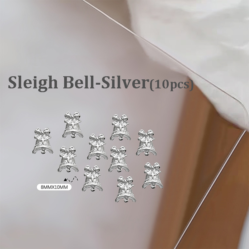 Christmas Charm - 10pcs Metallic Alloy Tree Box Mittens Nail 3D Art Accessories Easy-to-Apply for Beginner Professional Creative Eye-Catching Manicures