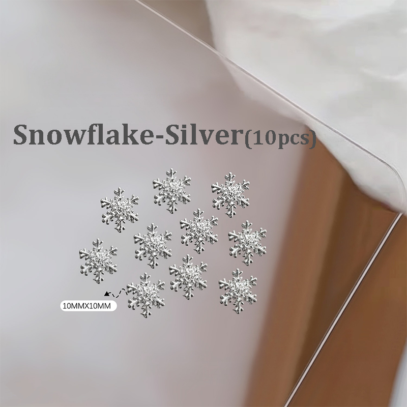 Christmas Charm - 10pcs Metallic Alloy Tree Box Mittens Nail 3D Art Accessories Easy-to-Apply for Beginner Professional Creative Eye-Catching Manicures