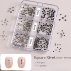 Punk Charm - 6-Grid Metallic Alloy Cone Studs Rivet Beads Nail 3D Art Accessories Easy-to-Apply for Beginner Professional Creative Eye-Catching Manicures