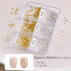 Punk Charm - 6-Grid Metallic Alloy Cone Studs Rivet Beads Nail 3D Art Accessories Easy-to-Apply for Beginner Professional Creative Eye-Catching Manicures