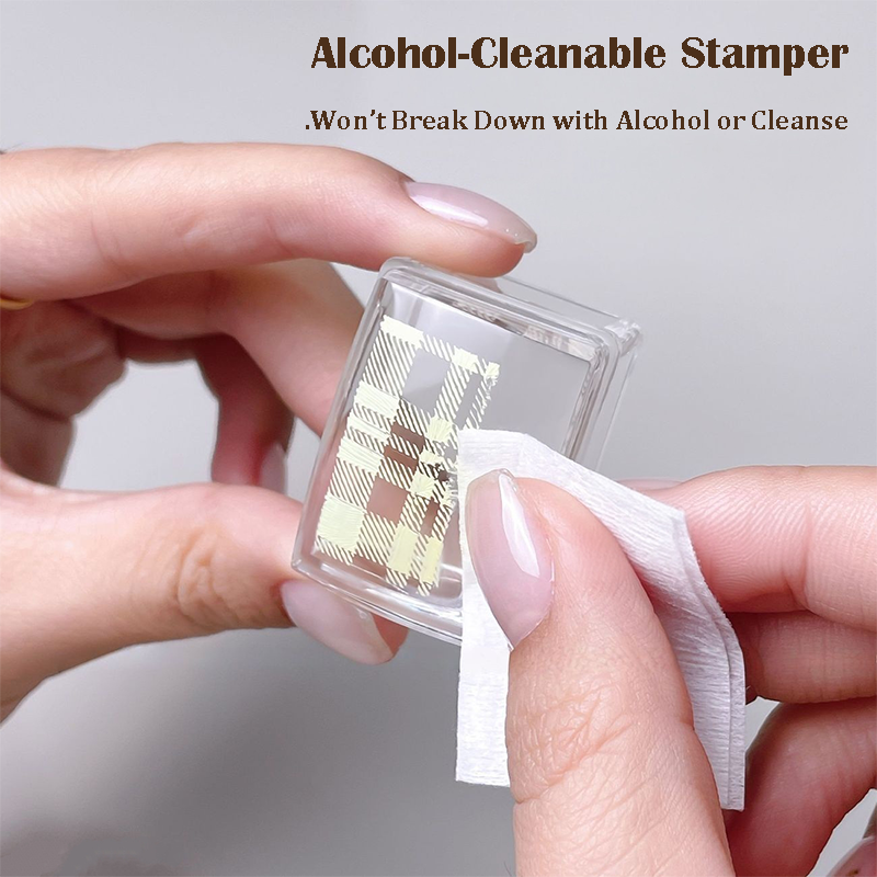 Stamper for Beginner -  Ice Cube Rectangular 25mm Wider Lager Silicone with Cap, Transparent Visible Body, No Misplacement for Stamping DIY, French Tip