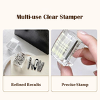 Stamper for Beginner -  Ice Cube Rectangular 25mm Wider Lager Silicone with Cap, Transparent Visible Body, No Misplacement for Stamping DIY, French Tip