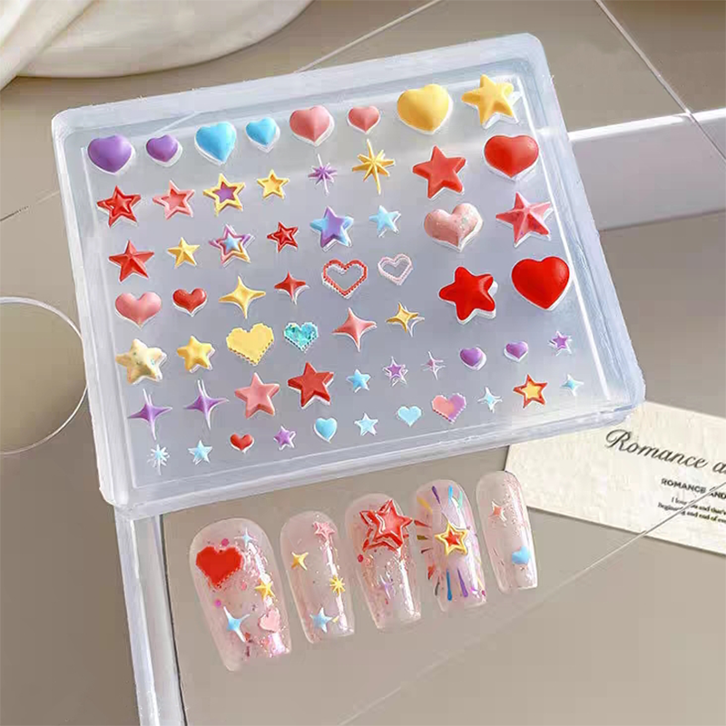 Heart Silicone Mold - Deep Groove for 3D Nail Charm Star Nail Art Sculpture Decoration Carving Templates for DIY Precise Pattern