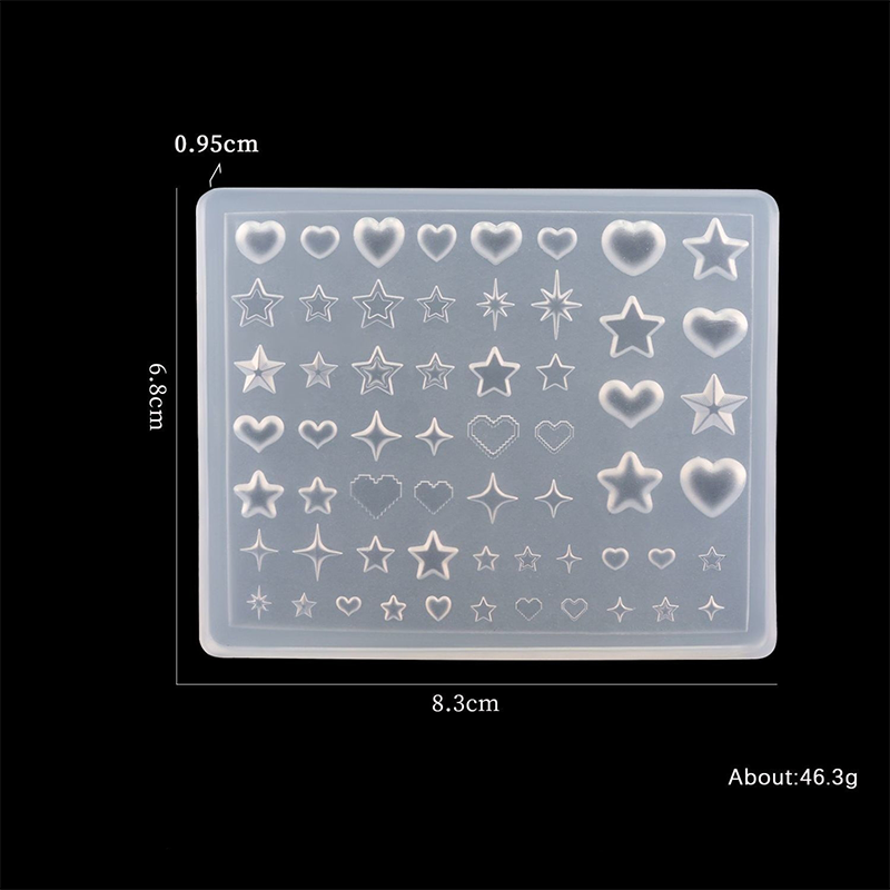 Heart Silicone Mold - Deep Groove for 3D Nail Charm Star Nail Art Sculpture Decoration Carving Templates for DIY Precise Pattern