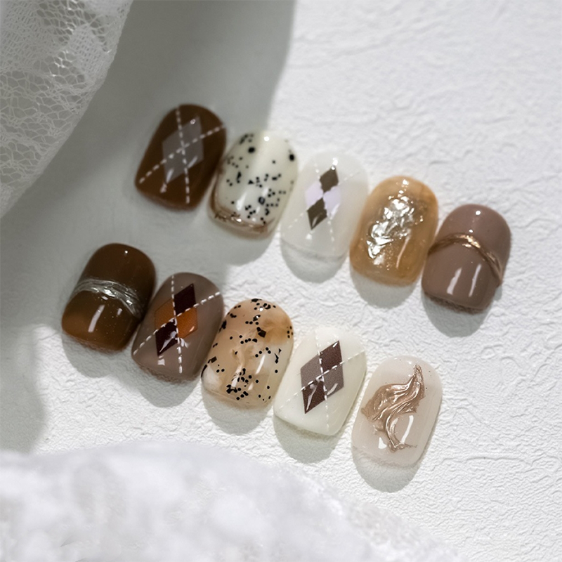 Plaid Ultra-thin Self-Adhesive Stickers - Maillard Color Collection for Fall & Winter Decals for Nail Art Decoration