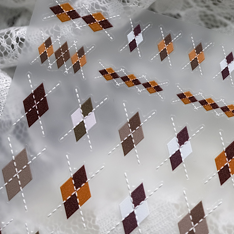 Plaid Ultra-thin Self-Adhesive Stickers - Maillard Color Collection for Fall & Winter Decals for Nail Art Decoration