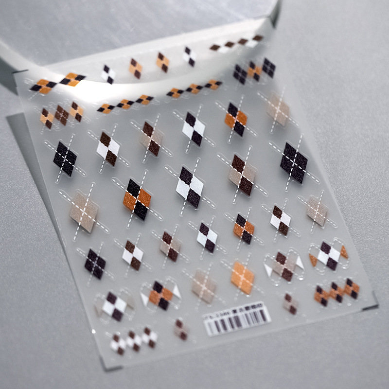 Plaid Ultra-thin Self-Adhesive Stickers - Maillard Color Collection for Fall & Winter Decals for Nail Art Decoration