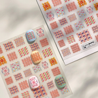 Plaid 3D Self-Adhesive Stickers - 3D Embossed Cute Decals for Nail Art Decoration