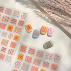 Plaid 3D Self-Adhesive Stickers - 3D Embossed Cute Decals for Nail Art Decoration