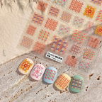 Plaid 3D Self-Adhesive Stickers - 3D Embossed Cute Decals for Nail Art Decoration