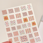 Plaid 3D Self-Adhesive Stickers - 3D Embossed Cute Decals for Nail Art Decoration