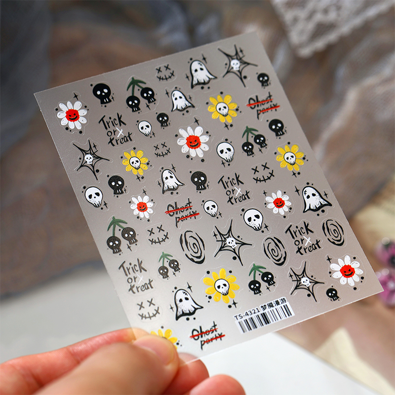 Halloween Ultra-thin Self-Adhesive Stickers - Creepy Cute Spooky Kawaii Decals for Nail Art Decoration