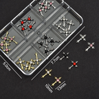 Cross Alloy With Rhinestones Charm - 6-Grid Metallic Alloy Nail Accessories Easy-to-Apply for Creative Eye-Catching Manicures