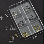 Cross Alloy With Rhinestones Charm - 6-Grid Metallic Alloy Nail Accessories Easy-to-Apply for Creative Eye-Catching Manicures