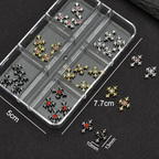 Cross Alloy With Rhinestones Charm - 6-Grid Metallic Alloy Nail Accessories Easy-to-Apply for Creative Eye-Catching Manicures