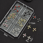 Cross Alloy With Rhinestones Charm - 6-Grid Metallic Alloy Nail Accessories Easy-to-Apply for Creative Eye-Catching Manicures
