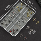 Cross Alloy With Rhinestones Charm - 6-Grid Metallic Alloy Nail Accessories Easy-to-Apply for Creative Eye-Catching Manicures