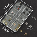 Cross Alloy With Rhinestones Charm - 6-Grid Metallic Alloy Nail Accessories Easy-to-Apply for Creative Eye-Catching Manicures