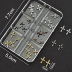 Cross Alloy With Rhinestones Charm - 6-Grid Metallic Alloy Nail Accessories Easy-to-Apply for Creative Eye-Catching Manicures