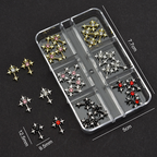 Cross Alloy With Rhinestones Charm - 6-Grid Metallic Alloy Nail Accessories Easy-to-Apply for Creative Eye-Catching Manicures