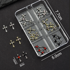Cross Alloy With Rhinestones Charm - 6-Grid Metallic Alloy Nail Accessories Easy-to-Apply for Creative Eye-Catching Manicures