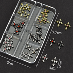 Cross Alloy With Rhinestones Charm - 6-Grid Metallic Alloy Nail Accessories Easy-to-Apply for Creative Eye-Catching Manicures