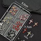 Cross Alloy With Rhinestones Charm - 6-Grid Metallic Alloy Nail Accessories Easy-to-Apply for Creative Eye-Catching Manicures