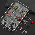 Cross Alloy With Rhinestones Charm - 6-Grid Metallic Alloy Nail Accessories Easy-to-Apply for Creative Eye-Catching Manicures