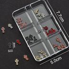 Cross Alloy With Rhinestones Charm - 6-Grid Metallic Alloy Nail Accessories Easy-to-Apply for Creative Eye-Catching Manicures