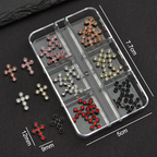 Cross Alloy With Rhinestones Charm - 6-Grid Metallic Alloy Nail Accessories Easy-to-Apply for Creative Eye-Catching Manicures