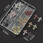 Cross Alloy With Rhinestones Charm - 6-Grid Metallic Alloy Nail Accessories Easy-to-Apply for Creative Eye-Catching Manicures