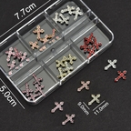 Cross Alloy With Rhinestones Charm - 6-Grid Metallic Alloy Nail Accessories Easy-to-Apply for Creative Eye-Catching Manicures