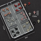 Cross Alloy With Rhinestones Charm - 6-Grid Metallic Alloy Nail Accessories Easy-to-Apply for Creative Eye-Catching Manicures