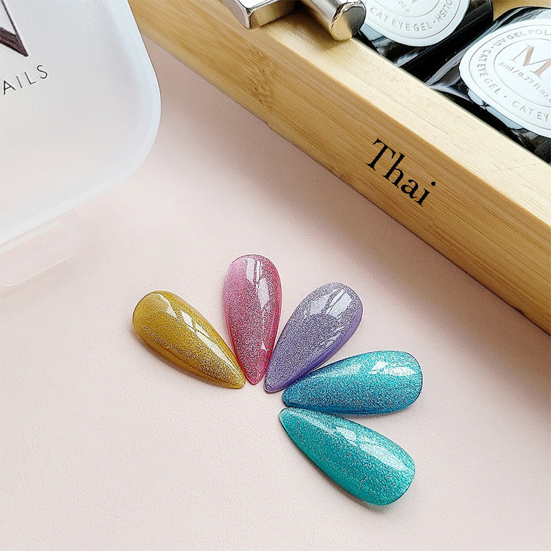 5 Colors Cat Eye Gel Nail Polish Set with 2 Pcs Magnet