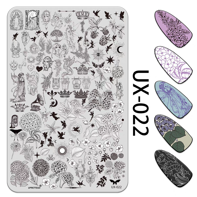 Floral Stamping Plate - Camellia Gardenia Orchid Iris Cute-style Nail Art for DIY Manicure Salon Design Supplies Tools
