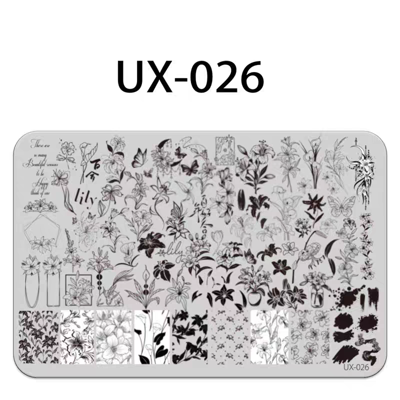 Floral Stamping Plate - Camellia Gardenia Orchid Iris Cute-style Nail Art for DIY Manicure Salon Design Supplies Tools