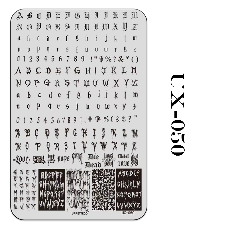 Lettering Stamping Plate - Gothic-style Fonts Nail Art for DIY Manicure Salon Design Supplies Tools
