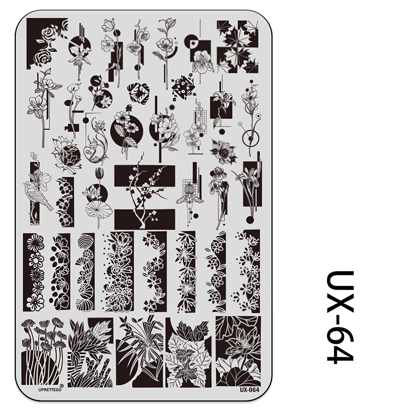 Floral Stamping Plate - Camellia Gardenia Orchid Iris Cute-style Nail Art for DIY Manicure Salon Design Supplies Tools