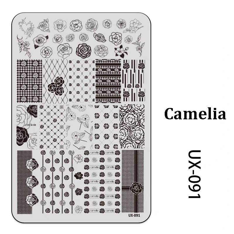 Floral Stamping Plate - Camellia Gardenia Orchid Iris Cute-style Nail Art for DIY Manicure Salon Design Supplies Tools