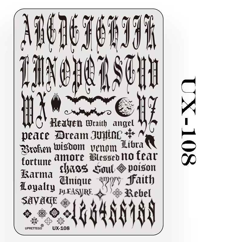Lettering Stamping Plate - Gothic-style Fonts Nail Art for DIY Manicure Salon Design Supplies Tools