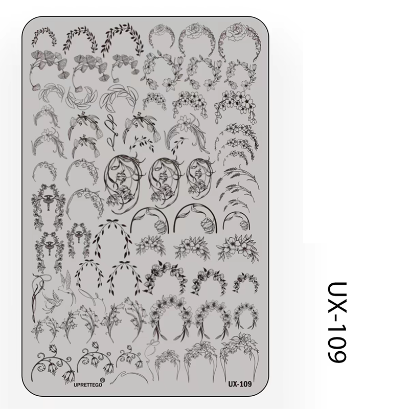 Plant Stamping Plate - Bamboo Monstera Cute Realistic style Nail Art for DIY Manicure Salon Design Supplies Tools