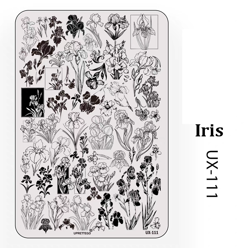 Floral Stamping Plate - Camellia Gardenia Orchid Iris Cute-style Nail Art for DIY Manicure Salon Design Supplies Tools