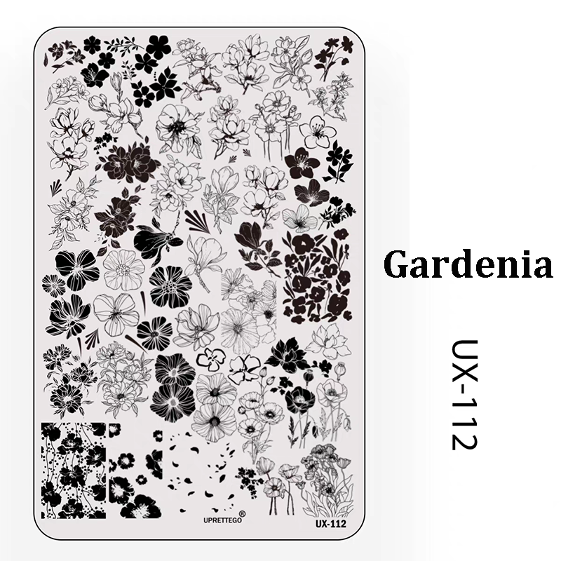 Floral Stamping Plate - Camellia Gardenia Orchid Iris Cute-style Nail Art for DIY Manicure Salon Design Supplies Tools