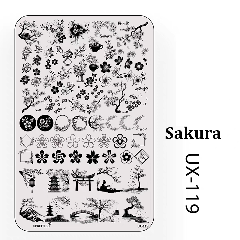 Floral Stamping Plate - Camellia Gardenia Orchid Iris Cute-style Nail Art for DIY Manicure Salon Design Supplies Tools